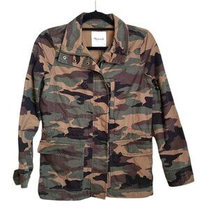 Madewell Camo‎ Jacket women's XS Drawstring Long Sleeves Zip Military Utility